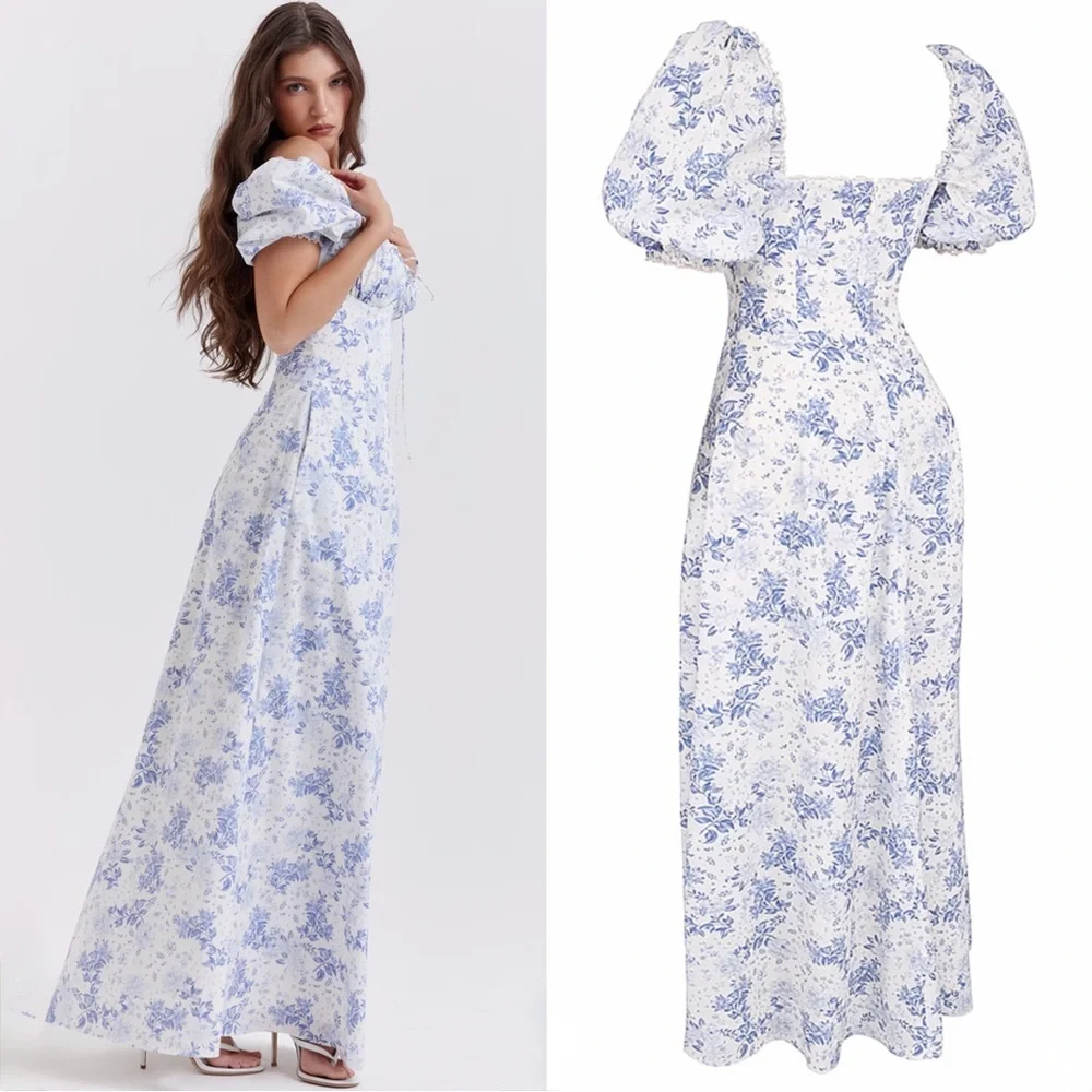 HOUSE OF CB Felizia Floral Puff Sleeve Maxi Dress - Picture 8 of 16